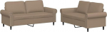 Tomostar Diivan-set f&uuml;r Wohnzimmer, 3-Sitzer und 2-Sitzer, 2-teilig, mit Kissen, Cappuccino, Kunstleder
