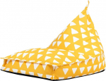 Icon Triangle Print Bean Bag Children, kollane, kootud kangas, Bean Bag Lounger koos t&auml;idisega, mugav laste tool, Cuddly tool, lugemistool, magamistuba, lastetuba, m&auml;ngutuba