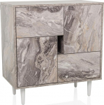 hjh LIVING LYKKJA sahtlite ja ustega kapp, hoiukapp elutuppa, magamistuppa, esikusse, 72 x 39,5 x 77 cm, valge/marmorist