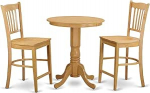 East West Furniture 3-osaline s&ouml;&ouml;gikomplekt - k&otilde;rge laud ja 2 s&ouml;&ouml;gitooli