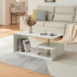 [en.casa] Haarlemi kohvilaud ristk&uuml;likukujuline 90 x 50 x 41 cm Diivanilaud koos hoiuruumiga Kohvilaud Marmori v&auml;limusega valge