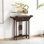 Rattan konsool laud sahtlitega Hiina, kitsas Vintage koridor laud, K&otilde;rge k&uuml;ljelaud riiuliga sissep&auml;&auml;suala, koridor, elutuba (80 x 20 x 80 cm / 31 x 8 x 31 tolli)