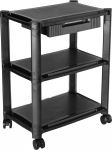 RICOO Office Trolley On Wheels WM5-L Universal Mobile Rolling Container With Drawer Stackable Wheeled Storage Rack Printer Stand Scanner Smart Utility Cart 3 Tier Plastic Black