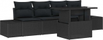 5-teiliges Garten-Sofa-Set mit Kissen Schwarz Poly Rattan Gartenlounge Model3349089