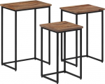 Mhdvray 3er Beistelltisch Set aus massivem Teak und Metallgestell Modernes Nesting Coffee Table Design platzsparend f&uuml;r Wohnzimmer Flur und Schlafzimmer Grau Schwarz 45x30x65 cm