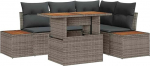 Rantry 5-teiliges Garten Sofa Set mit Kissen Grau Poly Rattan Gartenlounge Model3358803