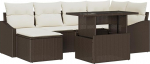 Rantry 7 Teiliges Garten Sofa Set mit Kissen Braun Poly-Rattan Gartenlounge Model3349034