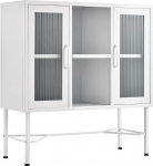 BAKAJI kahepoolse ukse ja 6 riiuliga siseruumides kasutatav mitmek&uuml;lgne kapp Kodu K&ouml;&ouml;k Vannituba Kontor Kaasaegne disain Metall ja klaas 85 x 35 x 150 cm (valge)