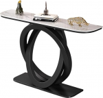 Generisch Moderner Konsolentisch f&uuml;r den Eingangsbereich - Personalisierter Konsolentisch mit schwarzem Metallgestell und offenem Stauraum f&uuml;r Wohnzimmer, Flur und Diele (Schwarz & Wei&szlig;, 80x30x80cm)