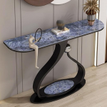 Generisch Schmaler Industrie-Konsolentisch, 39,3 Zoll Langer Sofatisch f&uuml;r den Eingangsbereich mit Metallrahmen, stilvoller dekorativer Flurtisch f&uuml;r Wohnzimmer, Schlafzimmer, Foyer (schwarz)