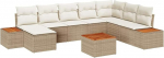 9-teiliges Garten-Sofa-Set mit Kissen Beige Poly-Rattan Akazie Gartenlounge Model3356821
