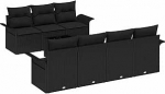 8-teiliges Garten-Sofaset mit Kissen Schwarz Poly Rattan Gartenlounge Model3345273