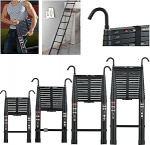 Teleskoopredel 3,2 m alumiiniumist pikendatav redel eemaldatava konksuga mittelibisev mitmeotstarbeline redel pikendatav kaasaskantav redel katusele / katusele ronimiseks / siset&ouml;&ouml;deks (must)