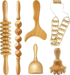 6 in 1 Maderotherapy Set, Anti Cellulite Massager Wood, Massage Roller Fascia Roller, Gua Sha Cup Massage Set, Lymphatic Drainage Body Massage Tools, Stress Relief and Relaxation