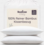 Bambaw Kissenbezug aus Bambus, 2-er Pack, Anti Schwei&szlig; Bettw&auml;sche, f&uuml;r Allergiker antibakteriell und Anti Milben Bettw&auml;sche, atmungsaktive und k&uuml;hlende Kopfkissen 80 x 80 cm (Wei&szlig;)