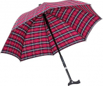 Ossenberg Twin Umbrella with Fritz Handle - Diameter 105 cm - 2-in-1 Walking Stick & Umbrella - Handstick, Walking Aid, Walking Aid - Height Adjustable - Red/Blue Check Design
