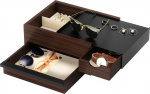 Umbra Stowit Design Jewelery Box - modern jewelery box with secret compartments for rings, bracelets, watches, necklaces, earrings and accessories, wood / metal, black / walnut