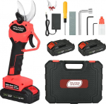 40 mm akutoitel t&ouml;&ouml;tav elektriline oksak&auml;&auml;r: Elektrilised oksak&auml;&auml;rid 2 x 3000 mAh akuga, SK5 ohutuslukuga viljapuu-k&auml;&auml;rid, mis sobivad aedadesse, okstele, lillepeenradele (punane).