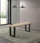 Hallowood Furniture Dudley Wooden Dining Bench Industrial Style Bench with Black U Shaped Metal Legs Kitchen Bench Dining Bench Wooden Bench for Home Cafe and Garden (120cm)