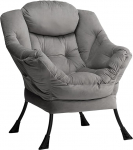 HollyHOME Recliner Chair with Steel Frame, Relaxing Lounger, Leisure Sofa, Chaise Longue, Lazy Chair, Relax Lounge Chair with Armrests, Velvet Fabric, Dark Grey Colour