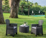 Dmora - Napoli Outdoor Lounge Set, Garden Composition with 2 Armchairs and 1 Storage Table, Rattan Effect Lounge Set, 100% Made in Italy, Anthracite