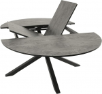 DEGAMO Lyon Garden Table Extending Table 140 cm Round Extendable to 200 cm Aluminium Anthracite + ECP Ceramic Look Light Grey Outdoor
