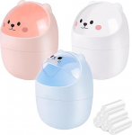 SHAIDOJIO Cute Desk Trash Can with 180 Trash Bags, Creative Mini Desk Trash Can with Flip Lid, Plastic, Kawaii Small Desk Trash Can for Bathroom, Bedroom