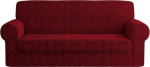 Elgeante Damask Elastic Sofa Cover (Bordeaux, Four Seater)