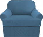 Pakett 3 diivanikatted Stretch diivanikatted T padjad diivan kaitsvad katted pehme m&ouml;&ouml;bli katted koos 2 &uuml;he T padjakujulise istme kattega (Dusty Blue, tool)