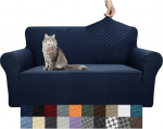 YEMYHOM Jacquard Design Diivan Cover, High Stretch Diivan Covers 2 padjadele Lemmikloomad Koer Kass Safe Non-Slip Magic Elastic Furniture Protector (Loveseat, Navy)