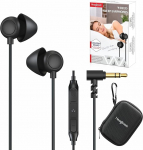 Hearprotek 2 Pairs of Sleep Earphones, Soft Comfortable In-Ear Headphones with Microphone, Low Profile Headphones with Noise Cancelling for Sleeping on the Side, Snoring, Mediation and Relaxation