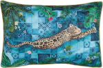 Paoletti Majorelle Leopard Outdoor Piped Outdoor padjakate - Azuursinine - 40x60cm