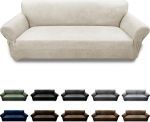 Pfrstuv Leather Look Couch Cover 3 istekoha diivan Slipcover 1 Piece Diivan Slipcover Stretch m&ouml;&ouml;bli kaitsja elastse p&otilde;hja ja taskutega (diivan, elevandiluu)
