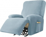 AQIGR Relax Chair Cover Stretch Velvet Stretch Cover for Recliner Chair Cover 4-osaline komplekt Elastne mittelibisev kate teleritoolile Lounger Armchair (v&auml;rv: Dust Blue)