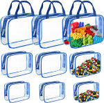 9 Pack Toy Storage Bags L&auml;bipaistev veekindel PVC WC kotid V&auml;rvitu l&auml;bipaistev reisimine WC kotid sinine, A Style-Blue, Storage Bags