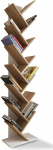 Meble Pitus Sonoma Oak Bookcase White 55 cm x 221.8 cm - Bookshelf for Living Room, Study, Hallway - Bookshelves, Tree DVD CD Shelf, Book Shelf in Tree Shape