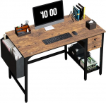 Lufeiya v&auml;ike kirjutuslaud 2 sahtliga PC laud kontorilaud koos riiuli ja hoiukotiga v&auml;ike kirjutuslaud kontorilaud &otilde;ppet&ouml;&ouml;ks Vintage Brown