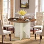 LITTLE TREE &uuml;mmargune s&ouml;&ouml;gilaud, kaasaegne k&ouml;&ouml;gilaud, 100 cm, s&ouml;&ouml;gilaud &uuml;mmarguse puidust alusega, suur MDF t&ouml;&ouml;laud 4-6 inimesele, pruun ja beež