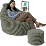 DreamRoots T&auml;iskasvanute Bean Bag tool elutuba 92 x 70 x 100 cm koos jope, peatoe ja hoiukotiga - Bean Bag tool - lugemistool Mugav Super pehme ja kohev n&ouml;&ouml;r 420 g/m&sup2; - roheline