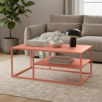 sk&oslash;lm Skadi metallist kohvilaud - elutoa laud 2 riiuliga - Terrakotta v&auml;rvi k&uuml;ljelaud - diivanilaud reguleeritava k&otilde;rgusega - keskne laud 45 x 100 x 60 cm (K x L x S x S) - ruudukujuline kohvilaud koos