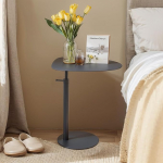 Topower C-kujuline k&uuml;ljelaud Voodilaud Diivan k&uuml;ljelaud V&auml;ike kohvilaud 49cm-58.9cm Reguleeritava k&otilde;rgusega metallist raam elutuppa magamistoas veranda mustaks