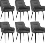 CLIPOP s&ouml;&ouml;gitoa toolid 6-st komplekt k&auml;etoega sametist halli v&auml;rvi, k&auml;etoega tool, polsterdatud toolid, s&ouml;&ouml;gituba, k&ouml;&ouml;gitool metallist jalgadega ja seljatoega elutuppa, s&ouml;&ouml;gituppa, s&ouml;&ouml;gituppa