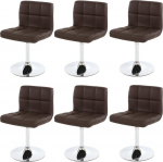Mendler Kavala 6-st p&ouml;&ouml;rlevast s&ouml;&ouml;gitoolist koosnev komplekt Faux Leather Chrome Brown
