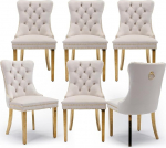 S&ouml;&ouml;gitoolide komplekt 6 sametist moodsas stiilis polsterdatud tooli n&ouml;&ouml;pidega &auml;&auml;ristatud kuldne jalg metallist t&otilde;mbamisr&otilde;ngas s&ouml;&ouml;gitoas elutuppa