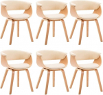 vidaXL s&ouml;&ouml;gitoa toolid, 6 tooli, s&ouml;&ouml;gitoa toolid seljatoega, s&ouml;&ouml;gitool, puidust raamiga k&ouml;&ouml;gitool, s&ouml;&ouml;gitoa, k&ouml;&ouml;gi toolid, kreemjas bentwood kunstnahast toolid