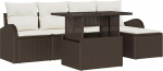 6-teiliges Garten Sofa Set mit Kissen Braun Poly Rattan, 2-Sitzer Garten Sofa mit Stauraum und Kissen Braun Poly Rattan Gartenlounge Model3357361