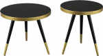 ARIA kohvilaud, k&uuml;ljelaua komplekt, 2 tk, MDF puidust plaat puidust jalgadega, must ja kuldse v&auml;limusega serv, jalad kuldses v&auml;limuses