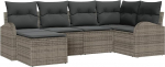 6-teiliges Garten-Sofa-Set mit Kissen graues Poly-Rattan, 2-Sitzer Garten-Sofa mit Stauraum & Kissen graues Poly-Rattan Gartenlounge Model3354778