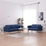 Mode-Sofa, Salonsitzm&ouml;bel2-tlg. Sofagarnitur Stoff BlauGeeignet f&uuml;r Cafe, Garten, Wohnzimmer