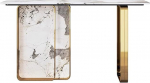Konsolentisch Moderner Konsolentisch, Schmaler Sofatisch Aus Kunstmarmor, Foyertisch Mit Geometrischen Metallbeinen (V&auml;rv : Valge+Kuldne, Suurus : 59.1X11.8X31.5inch)